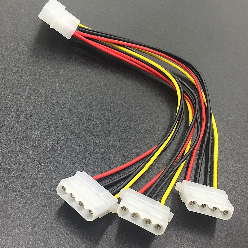 

High Quality 4Pin IDE Power Cables HY1578 4 Pin Molex Male Power Supply Splitter Adapter Cable To 3 Port Molex IDE Female