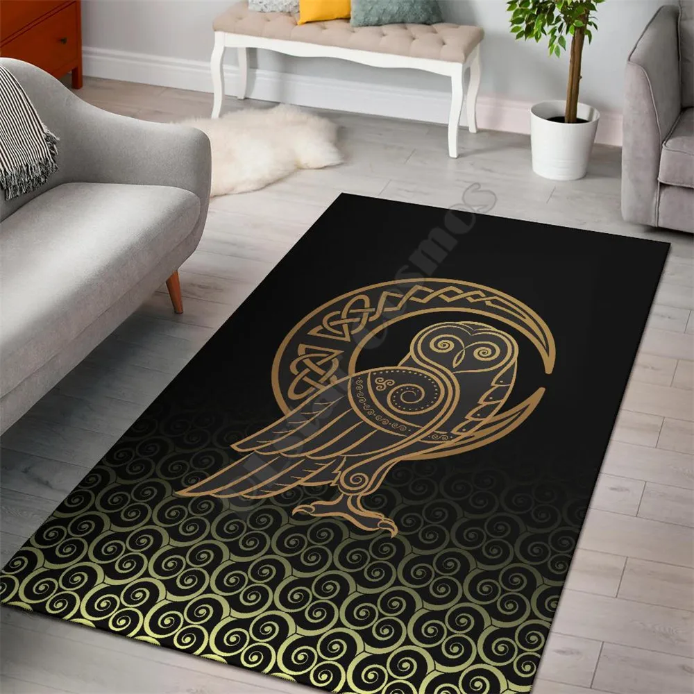 

Viking Area Rug Owl Celtic On Triskels Background Area Rug 3D Printed Rugs Mat Rugs Anti-slip Large Rug Carpet Home Decoration