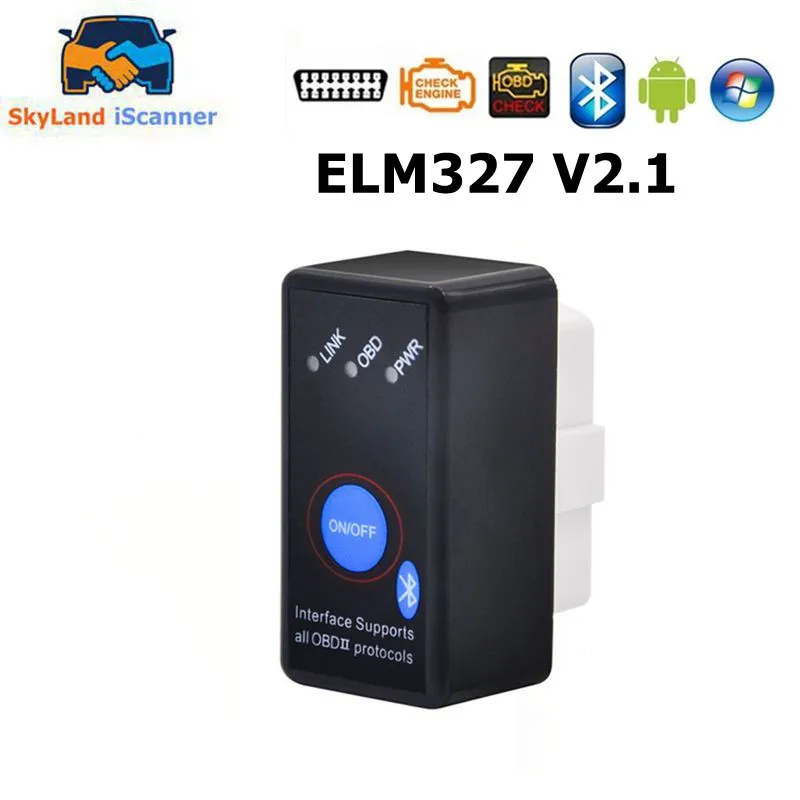 

BT ELM327 V2.1 OBD2 автомобильный диагностический инструмент ELM327 Выключатель питания V2.1 кнопка включения/выключения Автомобильный сканер для прот...