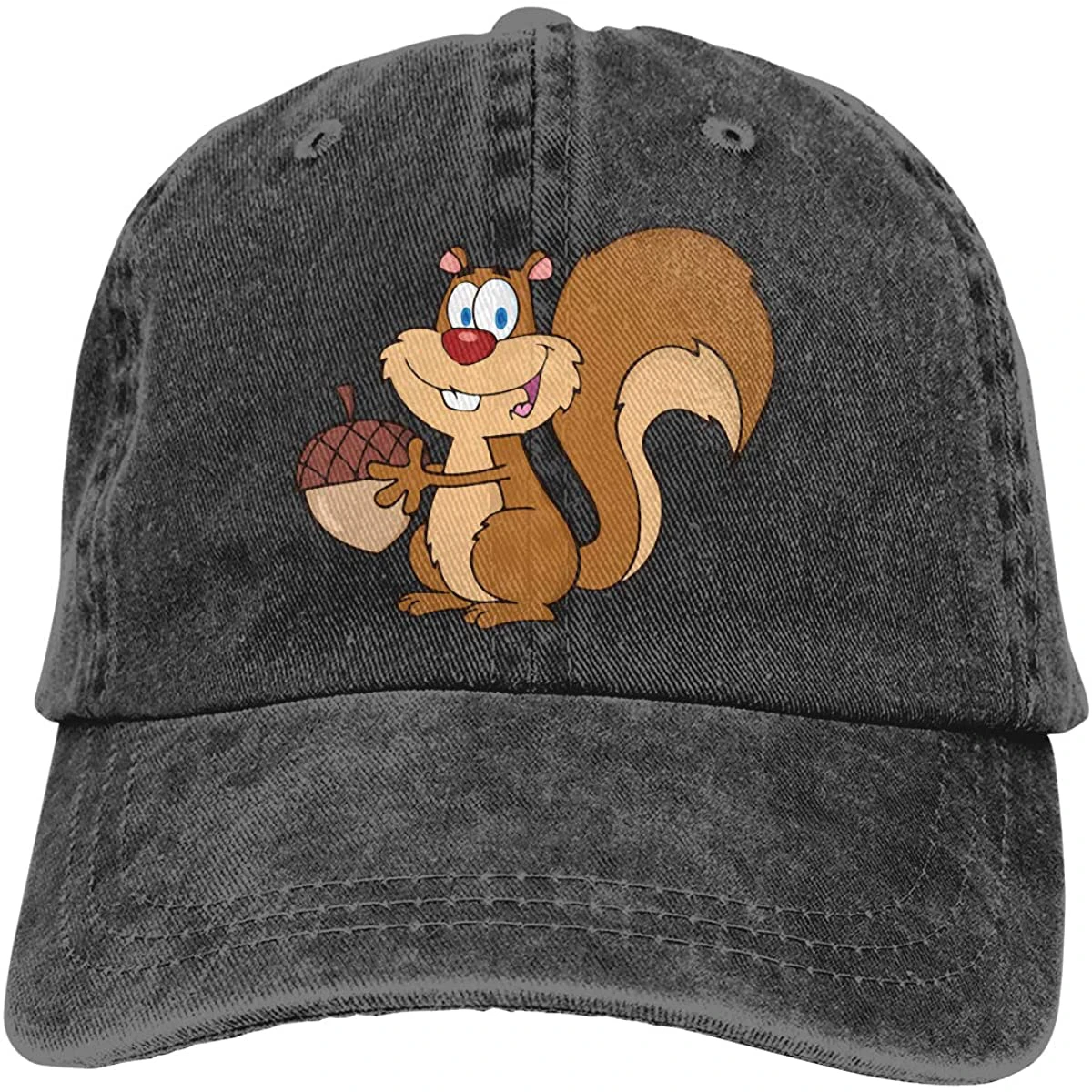 

Unisex Squirrel Cute Vintage Washed Twill Baseball Caps Adjustable Hats Funny Humor Irony Graphics Of Adult Gift Black