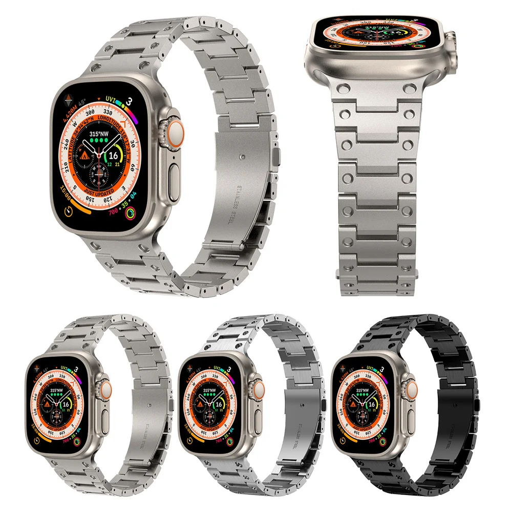 

Ultra Titanium Color Strap For Apple Watch 49mm 45mm 44 42 41mm 38 40mm Bracelet For iWatch 8 7 6 5 4 3 SE Stainless Steel Band