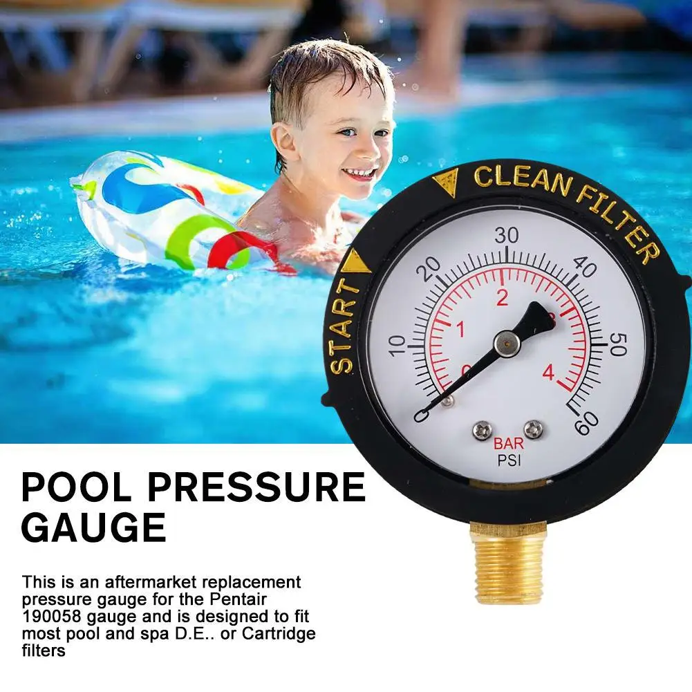 

Professional Pool Spa Filter Water Pressure Gauge Mini 0-60 PSI 0-4 Bar Side Mount 1/4 Inch Pipe Thread NPT TS-50