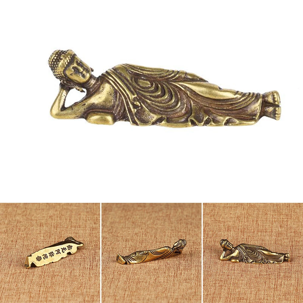 

1Pc Brass Craft Ornament Lying Buddha Sleeping Statue 4.8*1.7cm Decoration Craft Room Decor For Home Office Yoga Studio