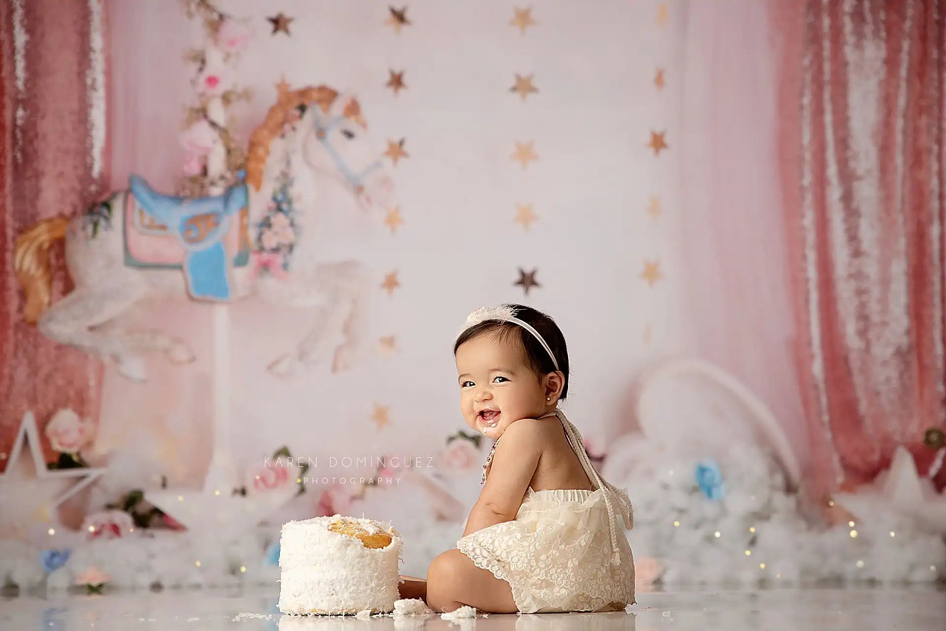 Мечта Карусель Лошади Фоны Торт Smash Взрослый Семейный Реквизит Для Фотографии