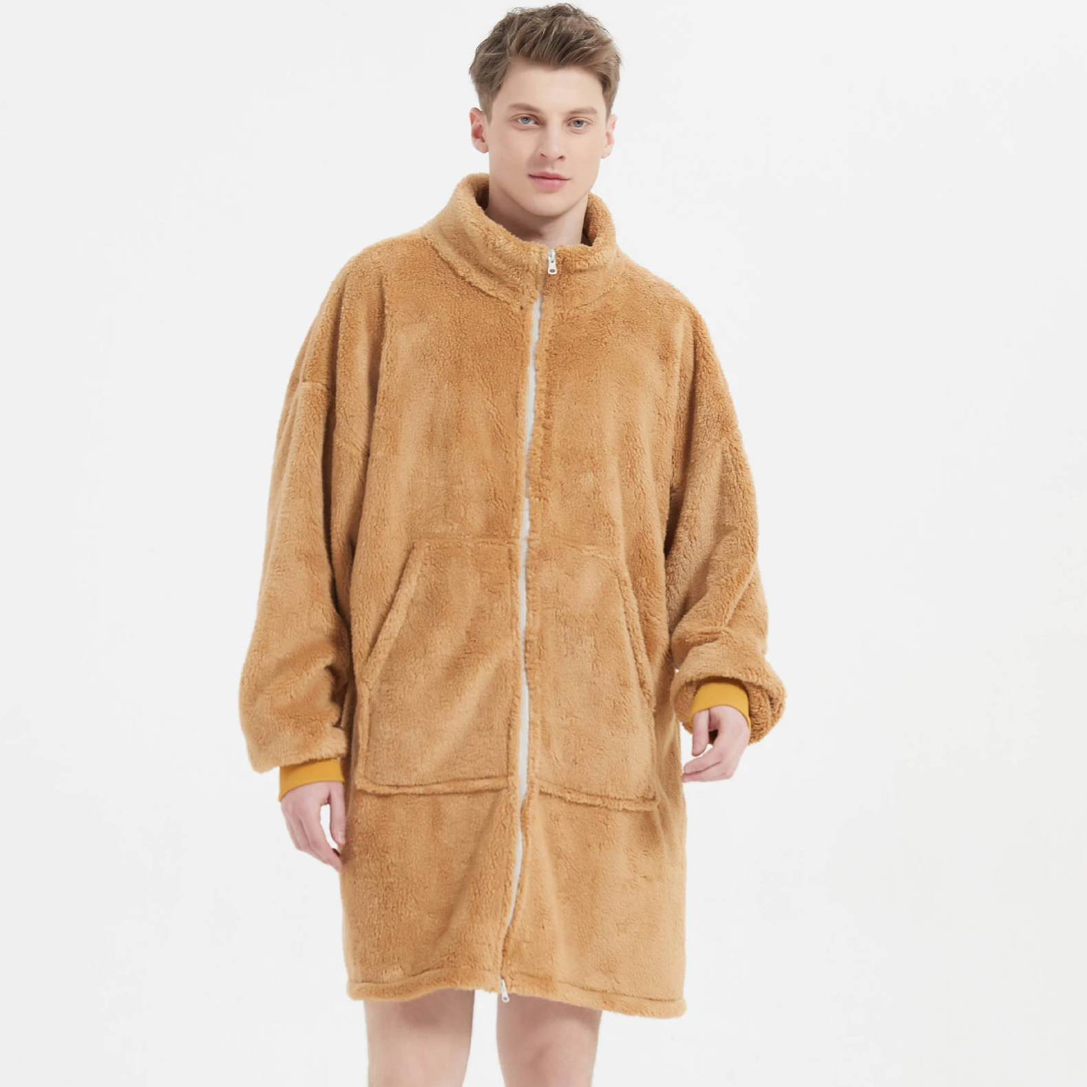 Adult Onesie Sleepwear Men's and Women's Nightgown Sweatshirt Polar Fleece Homewear Thickened Long Sleeve Pajama Set