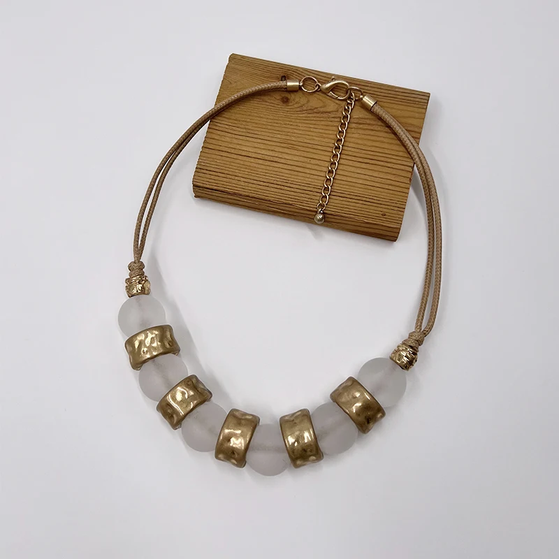 

Suekees Goth Fashion Jewelry Vintage Collar Necklace Resin&CCB Beads Earthy Collares Layered Necklace for Women Accessories