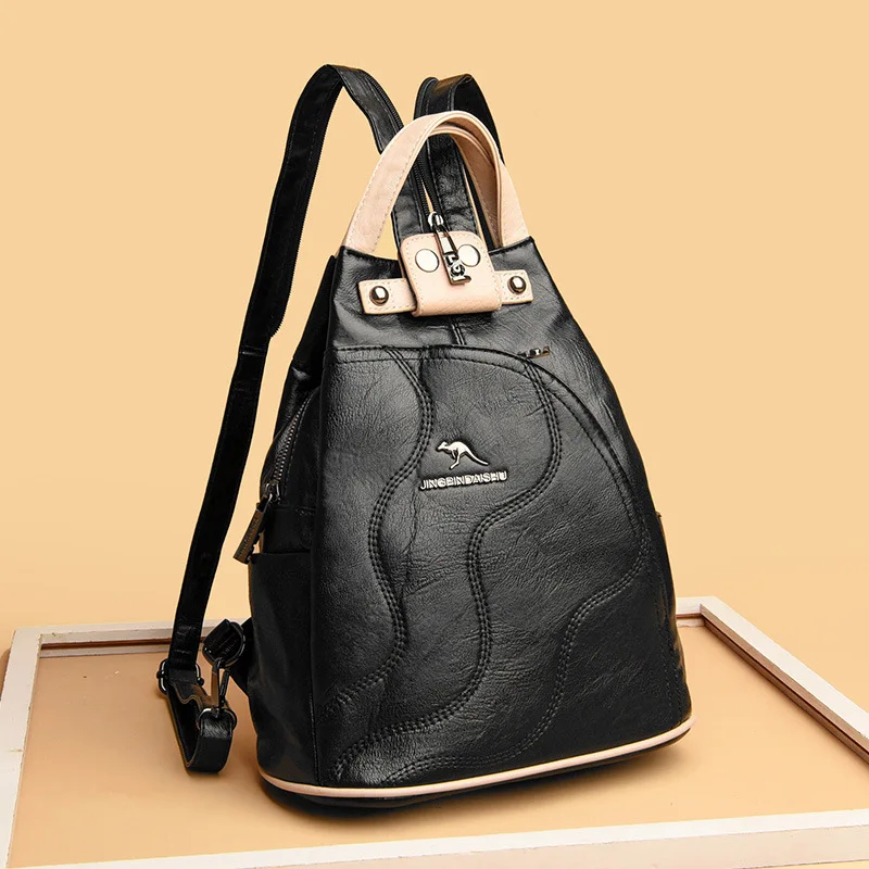 Женские кожаные рюкзаки на молнии нагрудная сумка для женщин дорожный ранец