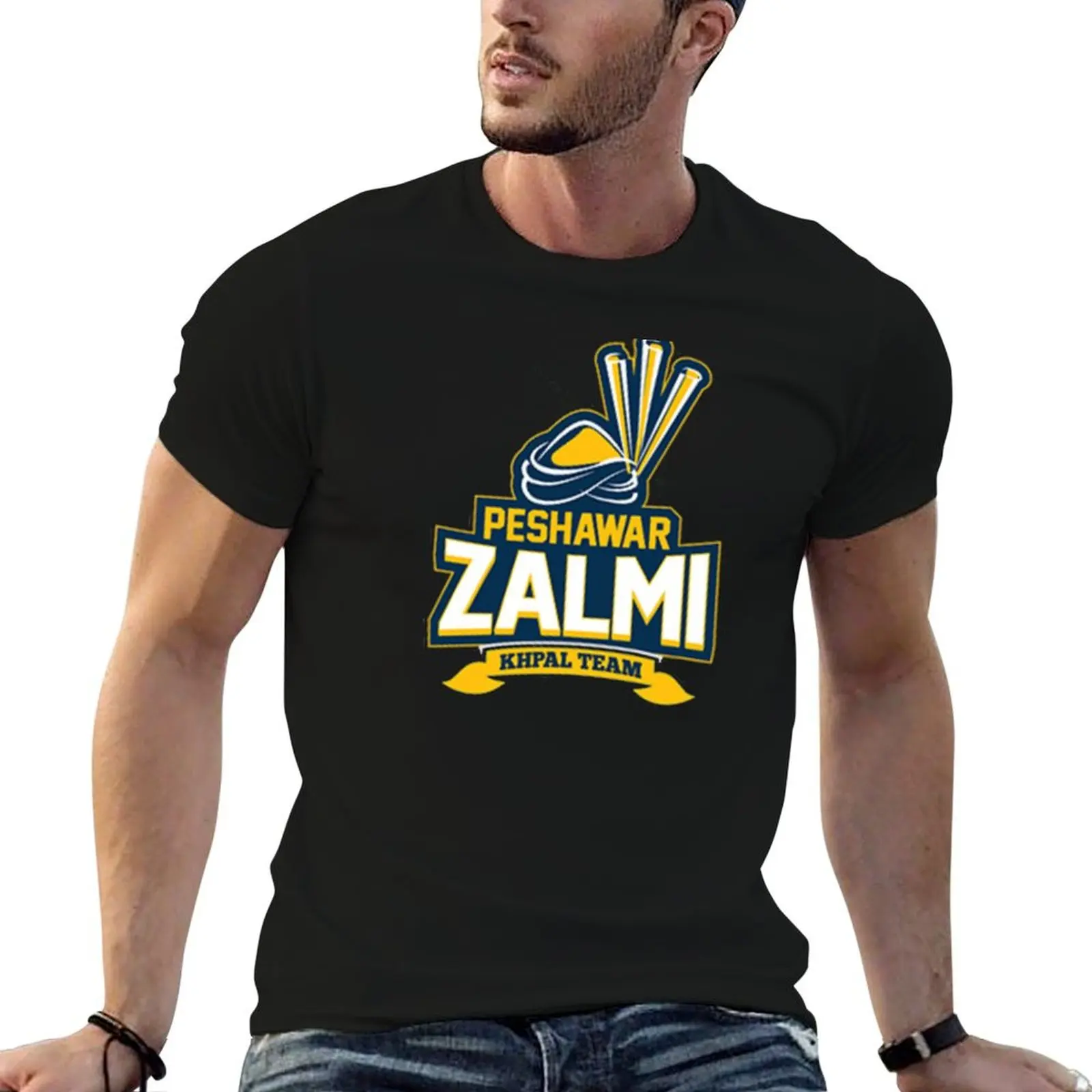 Фото Футболка с логотипом команды Peshawar Zalmi, мужская футболка из хлопка, 100% футболки для мужчин, забавные хлопковые футболки с рисунком, мужская футболка из 100% хлопка №4
