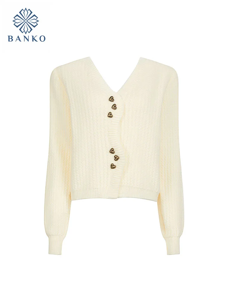 Французский элегантный вязаный кардиган тонкий женский однобортный однотонный