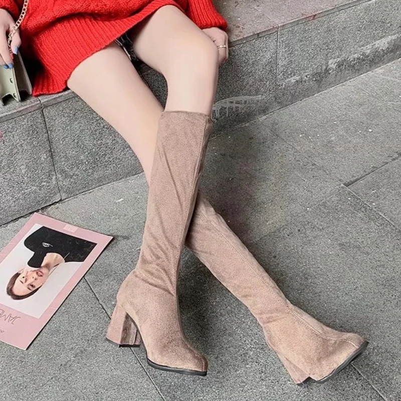 

2022 New Faux Suede Slim Boots Sexy Over The Knee High Women Fashion Winter Thigh High Boots Shoes Woman Fashion Botas Mujer