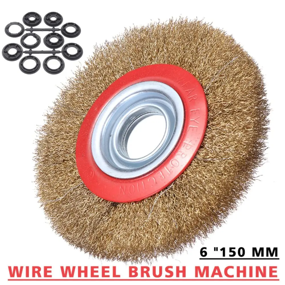 

Professional For Bench Grinder Easy To Use With 10pcs Adaptor Rings 6" Wire Brush Brush Wheel 150mm Fine Wire