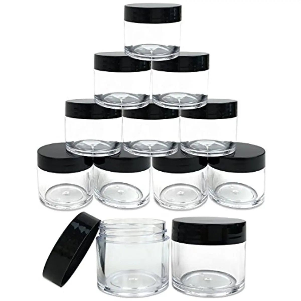 

12 Piece 1 Oz Round Clear Jars with Flat Top Lids Creams Lotions Make Up Cosmetics Samples Herbs Ointments Portable Containers