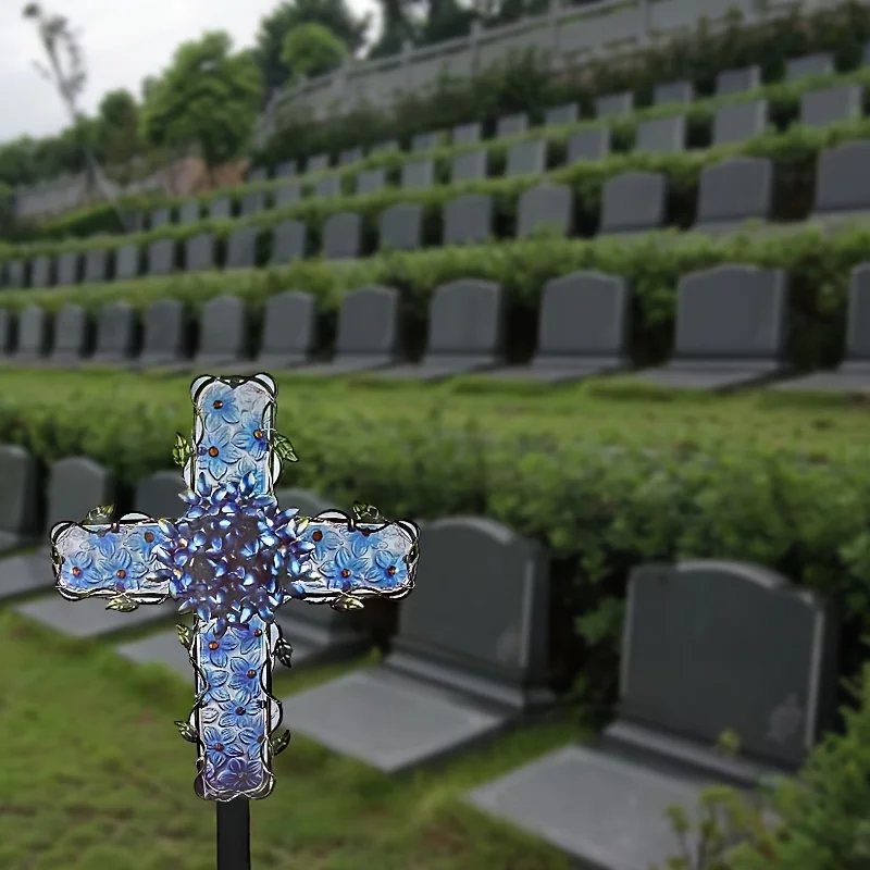 Крест садовый уличный декор синяя гортензия декоративное уличное искусство