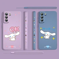 sanrio girl cinnamoroll for samsung galaxy s22 s21 s20 s10 note 20 10 ultra plus pro fe lite liquid left rope phone case cover
