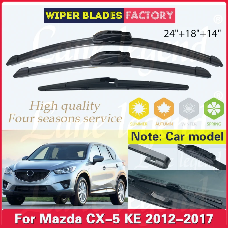 

Для Mazda CX-5 CX5 KE 2012 2013 2014 2015 2016 2017 автомобильные передние и задние щетки стеклоочистителя, резак, аксессуары J-крючок 24 "+ 18" + 14"