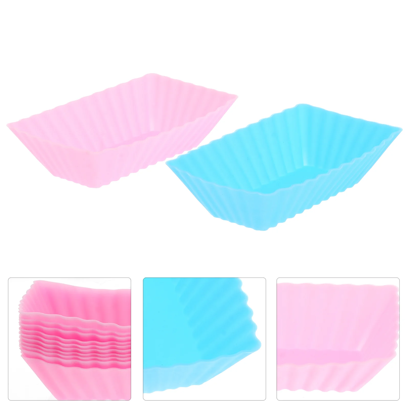 

12 Pcs Silicone Yogurt Cup Jumbo Eyeliner Cupcake Case Baking Wrappers Rectangle Mold Reusable Mousse Liners Holder