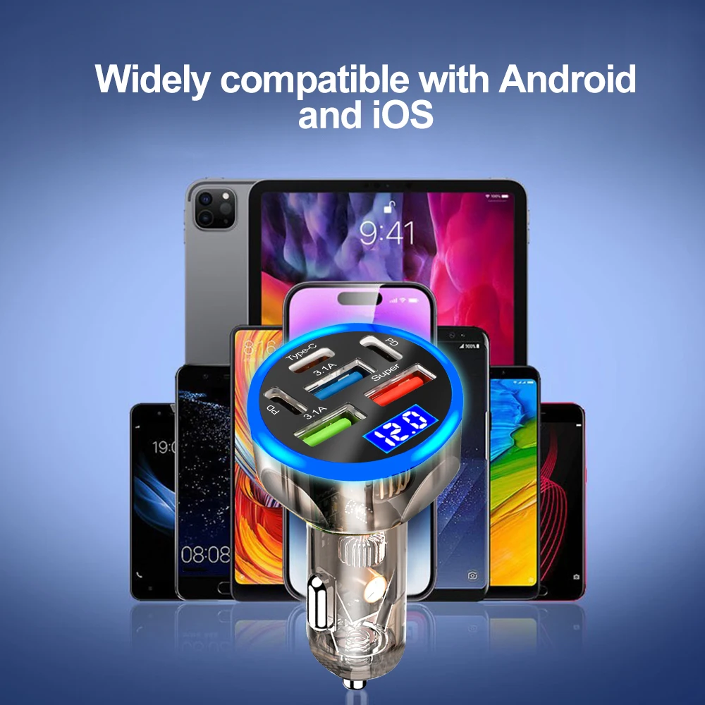 Автомобильное зарядное устройство с 6 USB-портами 200 Вт