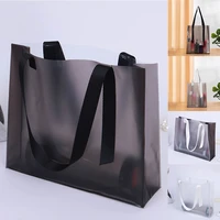 portable frosted plastic bags simplicity multifunctional transparent storage bags waterproof reusable store shopping gift bag