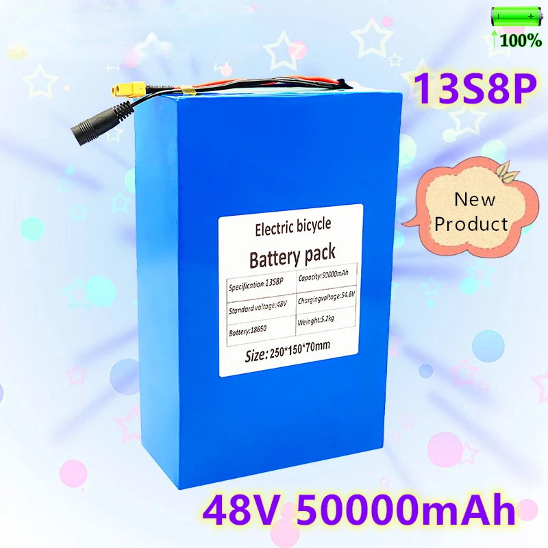 

Free Shipping 48V 50000mAh Battery 18650 13S8P Lithium Battery Pack 1000W Electric Bicycle Battery Built-in 50A BMS with Charger