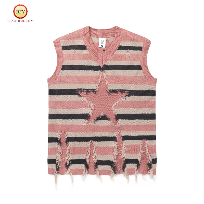 Вязаный жилет с V-образным вырезом без рукавов