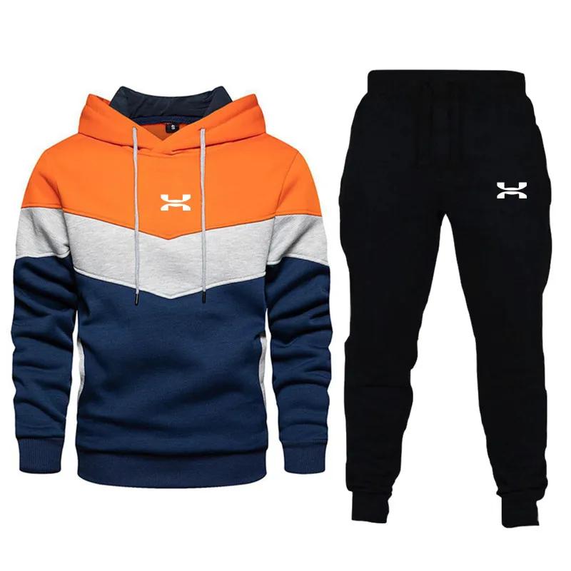 Men's Tracksuit Running Casual Hoodies Sweatpants Two Piece Sets Winter Sports Suit Outdoor Sweatshirt Set Fashion Male Clothing