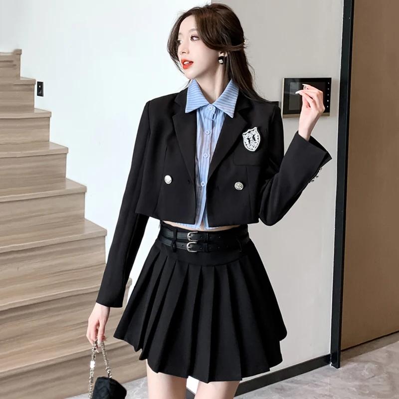 Женский Повседневный однотонный Блейзер и юбка Новинка весна-лето 2023 женская