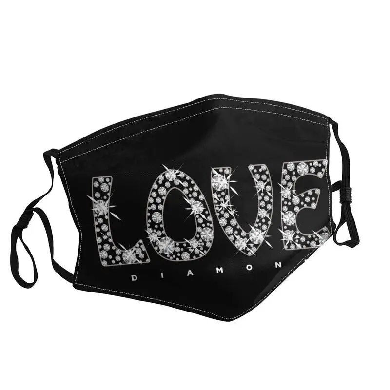 

Алмазная Маска Love, дышащая унисекс маска для лица с блестящими стразами для взрослых, маска против смога и пыли, бриллиантовая маска для рта
