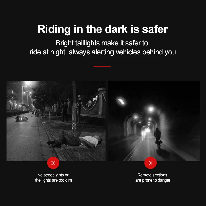 Задний фонарь велосипеда задний зарядка через USB красный Ультраяркий легко