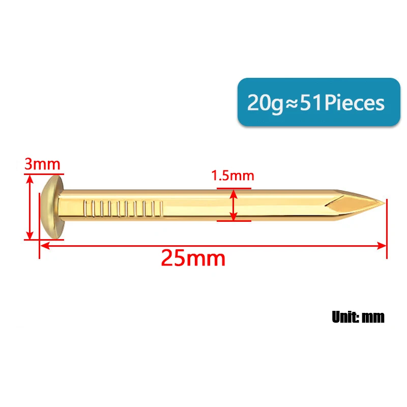 

Мини-латунные гвозди 1,5 мм/2,0 мм, 20 г — медные штифты с круглой головкой для деревообработки, изготовления моделей и поделок своими руками (золотой цвет)