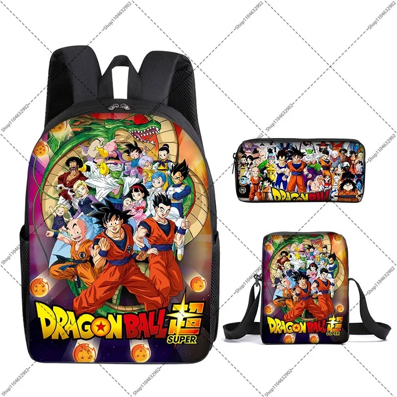 Фото Набор из 3 предметов Dragon Ball Goku Anime: рюкзак, сумка для обеда и пенал, школьные принадлежности, подарки к началу учебного года, новинка №2