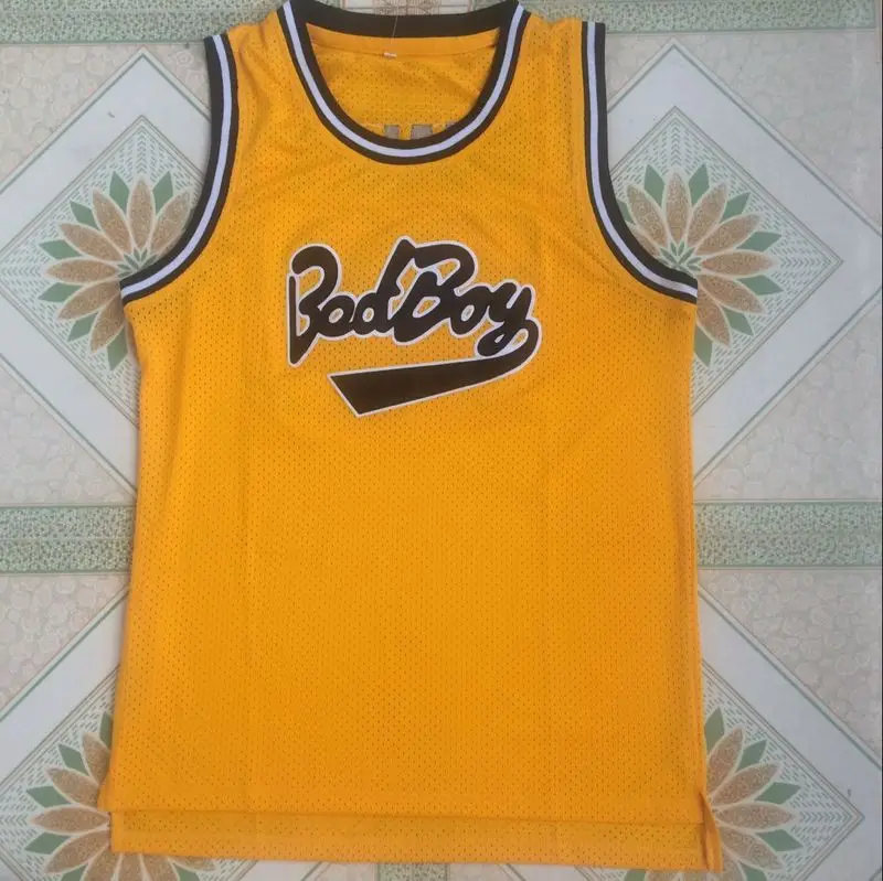 

Biggie Smalls #72 Bad Boy Notorious BIG Basketball Jersey Stitched Yellow Red Black