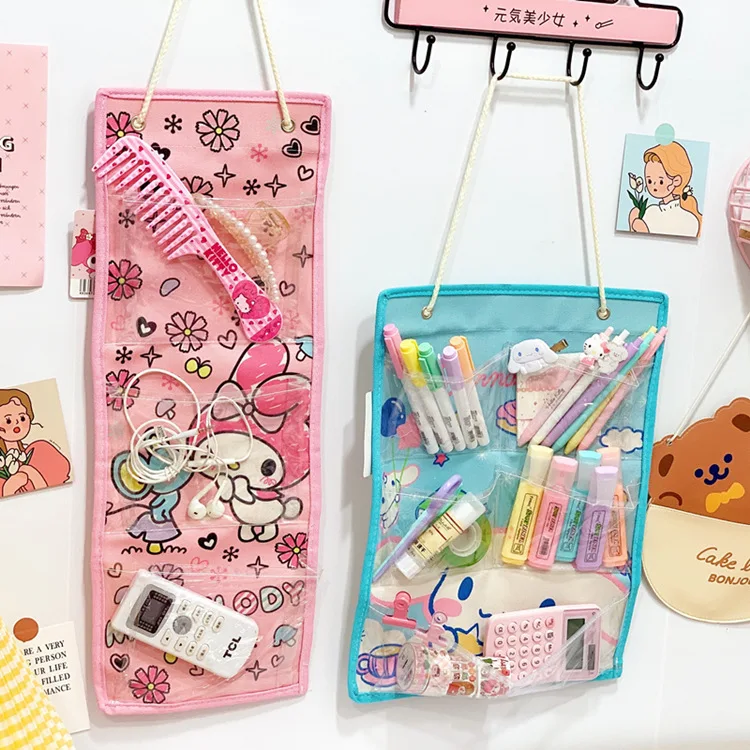 

Кавайная Sanrios Cinnamonroll My Melody Kuromi Kitty мультфильм прозрачный ПВХ подвесная сумка для хранения Органайзер для косметики украшений Gifts