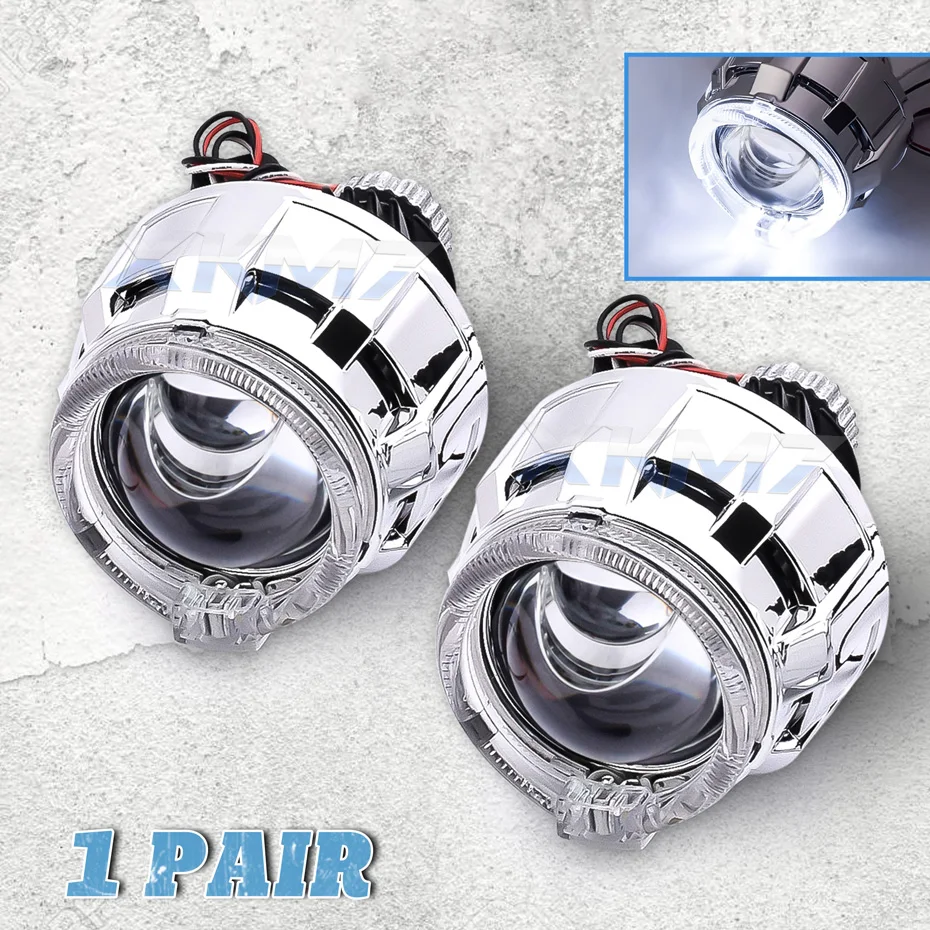 

2-дюймовые Bi-LED линзы-проекторы для мотоциклов и автомобилей, светодиодные фары с ангельскими глазками, гиперболоидные линзы H4 H7 9005 9006