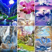 5d diy diamond painting swan landscape full square round diamond embroidery mosaic animal picture home decoration