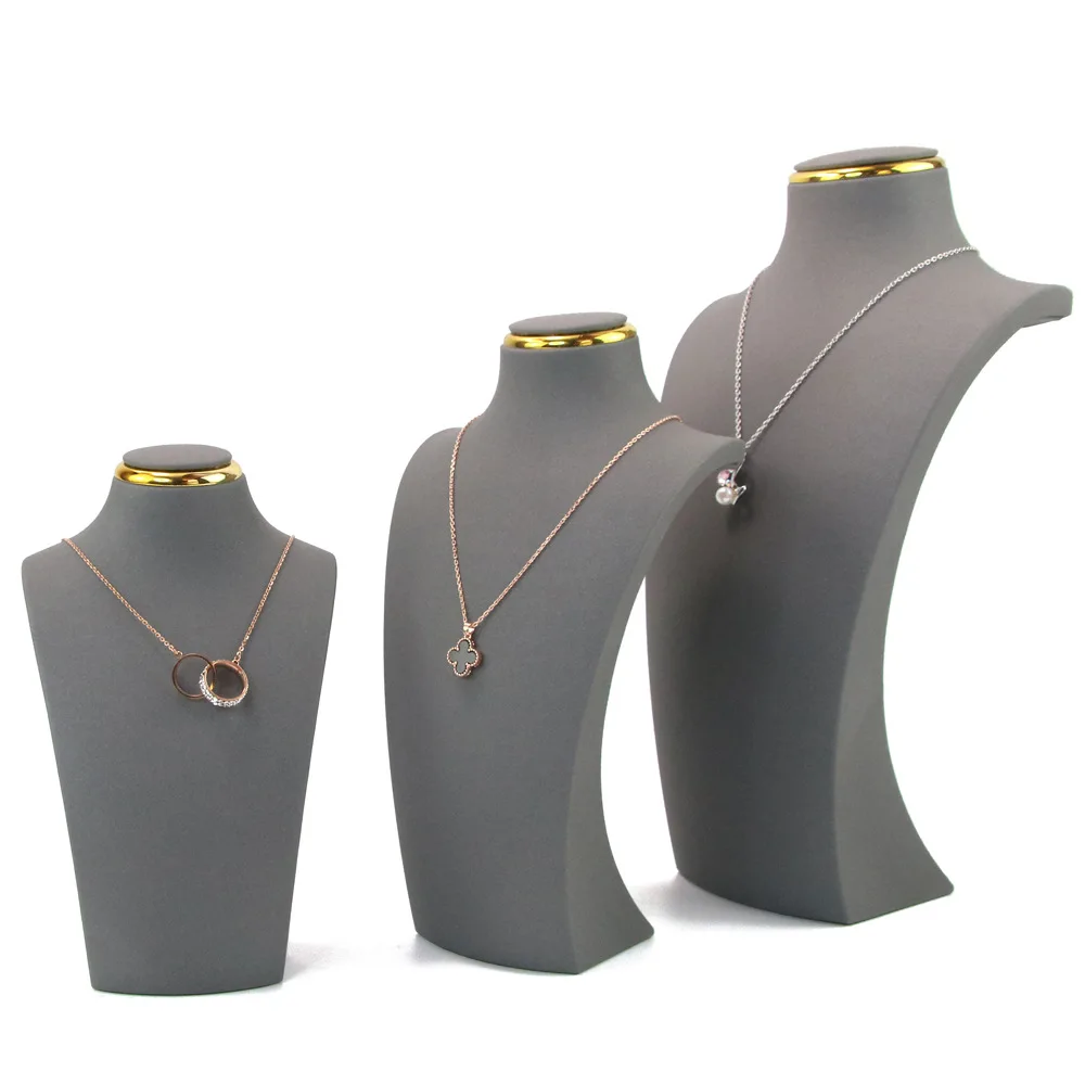 

Quality Necklace Display Model Microfiber Pendant Jewelry Props Shelf Portrait Neck Model Window Display Neck for Store