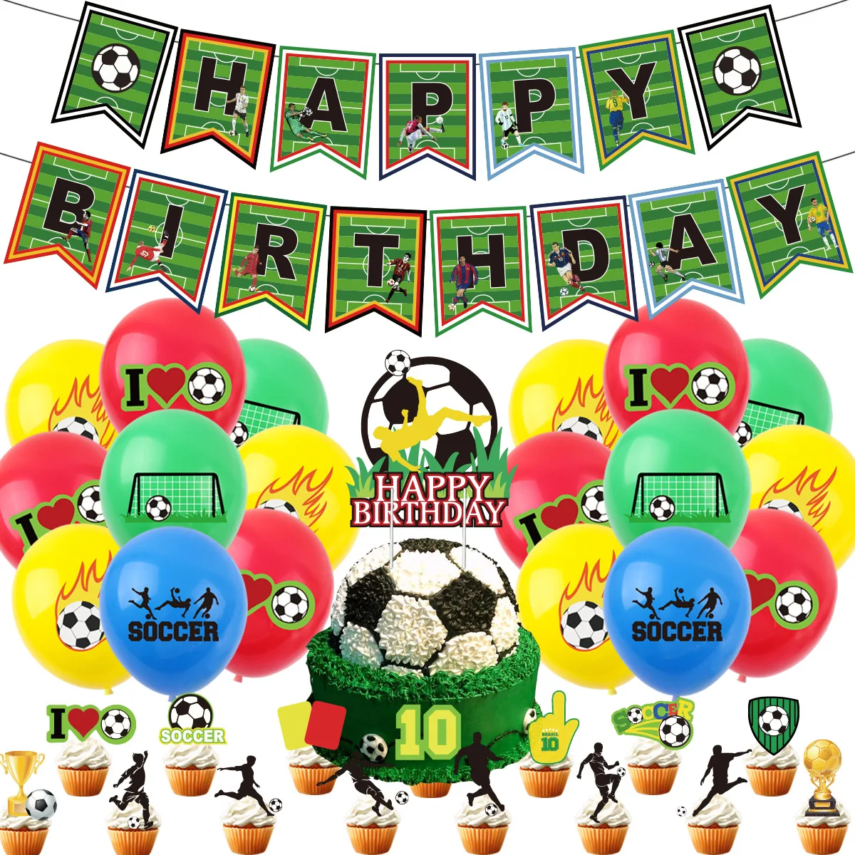

Sursurprise Sports Party Decoration Football Balloons GOAL Banner Cake Topper Kit Soccer Theme Birthday Party Decor Supplies