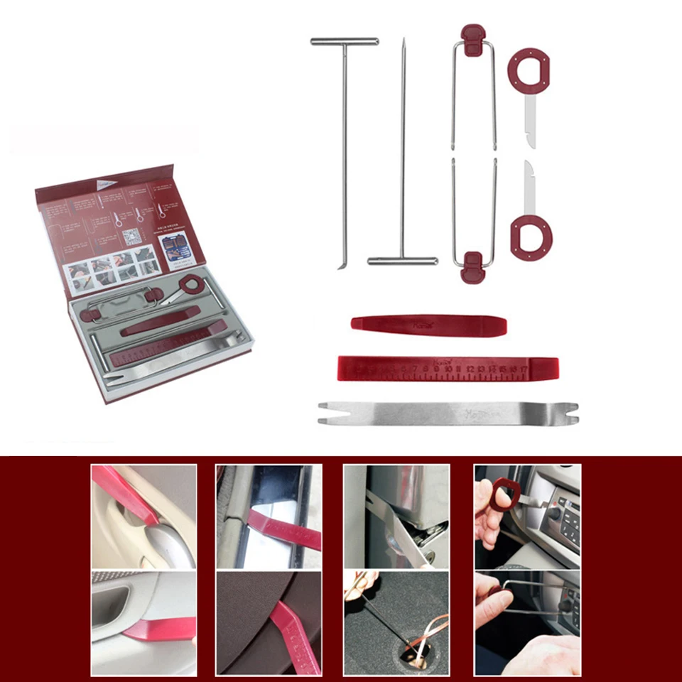 

9 Pcs Car Trim Removal Tool Kit Auto Terminal Removal Key Tool,Auto Clip Pliers Stereo Removal Tools,Car Upholstery Repai HM-998