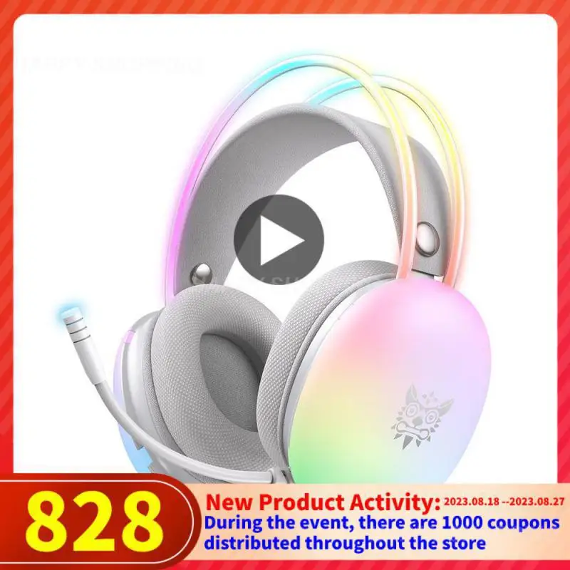 Наушники RYRA X25 с RGB-подсветкой, игровая гарнитура с объемным звучанием, проводные наушники для ПК, геймерские, с шумоподавлением и микрофоном