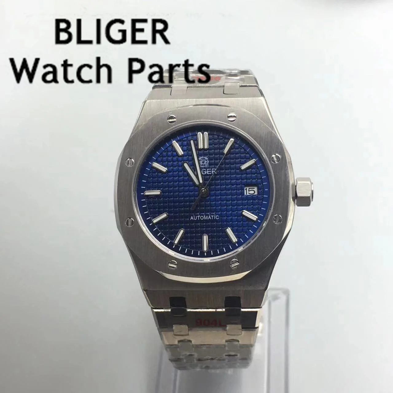 

Роскошные японские часы BLIGER NH35 41 мм, сапфировое стекло, серый, черный, синий циферблат, светящиеся часы для мужчин, нержавеющая сталь, квадратная зеркальная винтовая Корона