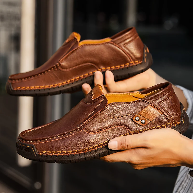 

Handmade Leather Casual Men Soft Shoes Design Sneakers Man Comfortable Leather Shoes Men Loafers Hot Sale Moccasins Driving Shoe