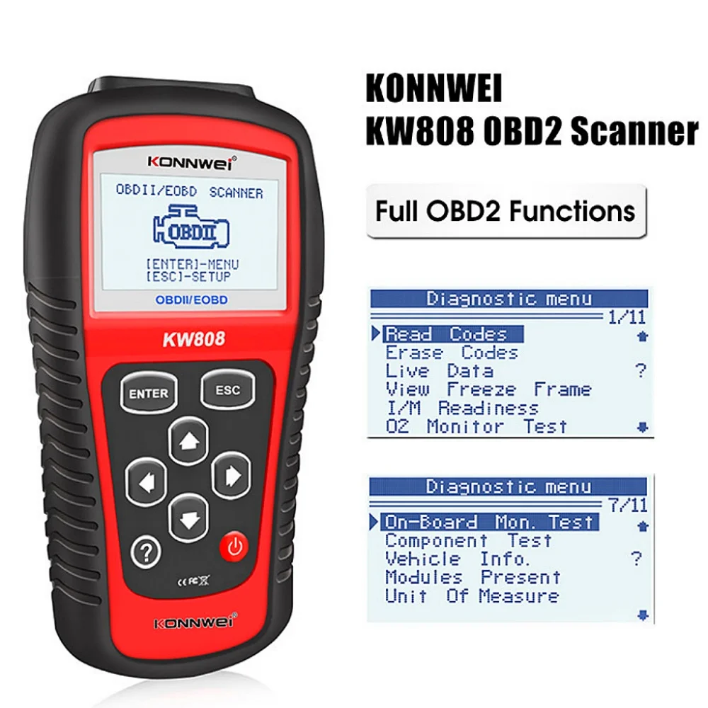 Фото Универсальный автомобильный считыватель кодов OBDII EOBD, сканер, диагностика, инструмент сканирования, замена автомобиля Maxiscan MS509, OBD, KW808 №5
