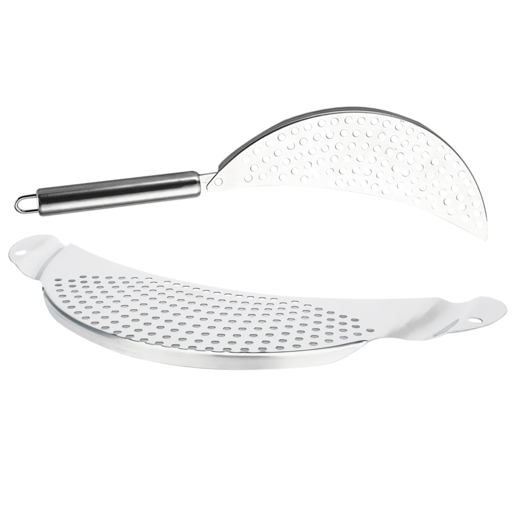 

2 Pcs/set Pot Crescent Strainer Home Restaurant Kitchen Pan Pot Pasta Water Oil Filter Strainer Stainless Steel Pot Strainer