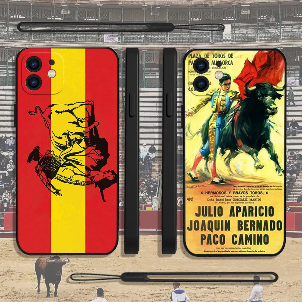 

Spanish Matador Bullfight Phone Case For iPhone 14 13 12 11 Pro Max Mini X XR XS MAX SE20 8 7 Plus 6 6S Plus with Hand Strap
