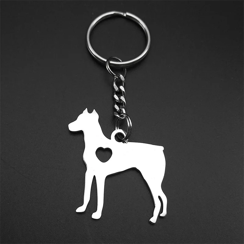 Доберман собака любовь сердце кулон брелок для женщин мужчин нержавеющая сталь