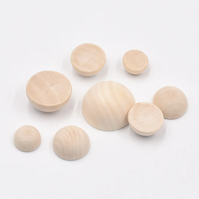 DIY Jewelry Accessories 15-30mm Log Color Half-sided Wooden Beads Hemispherical Wooden Beads Wooden Beads