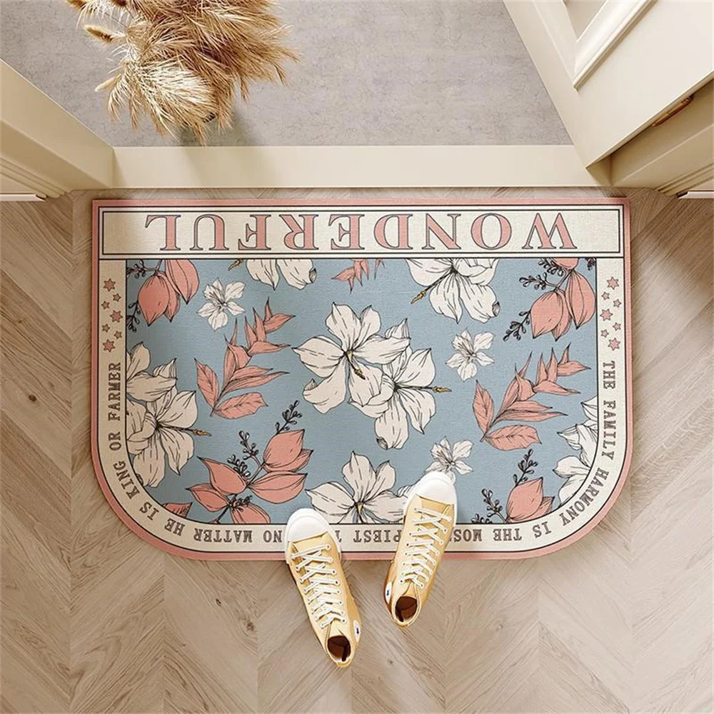 

Country Style Floral Door Mat Soft Elastic Diatom Mud Carpet Household Plant Leaves Geometric Floor Mat Anti-skid Bath Rugs