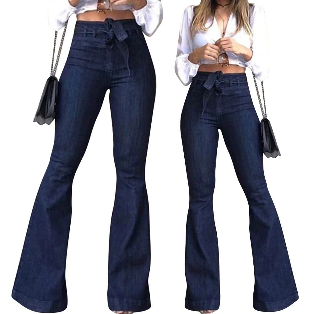 

High Waist Bellbottom Jeans Streetwear Fashion Blue Jeans Femme Push Up Slim Denim Pants Women Black Sexy Flare Jeans