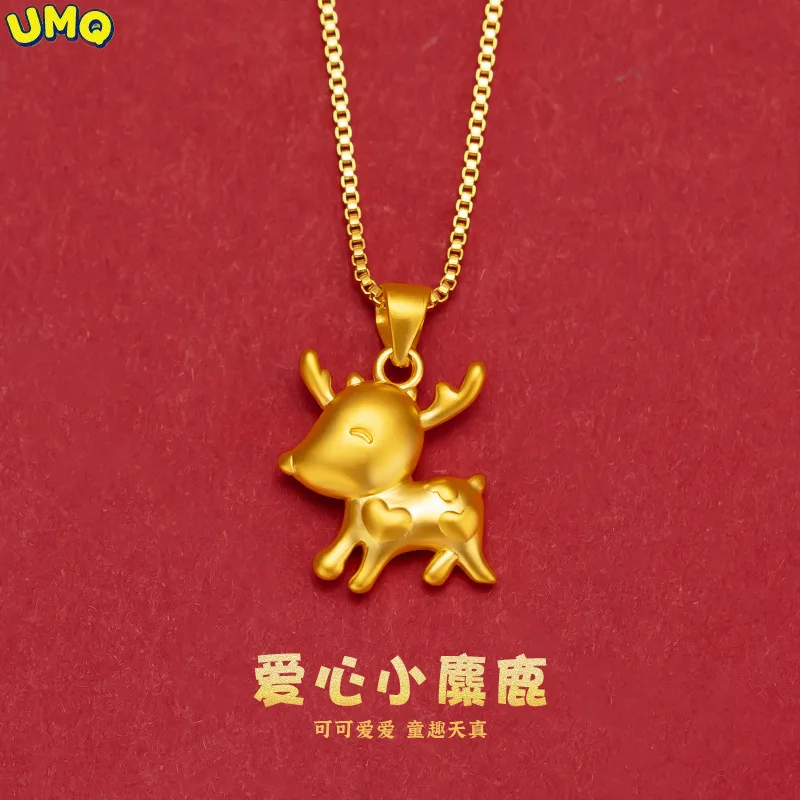 

100% 14K Золотая цепочка прямая трансляция того же Seiko Love кулон Sakin 24k японская и корейская мода ожерельльльс е оленем ювелирные изделия