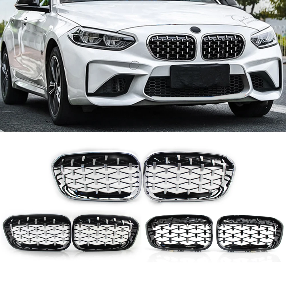 

A Pair Diamond Grills Meteor Style Grill Car Front Kidney Grille Bumper For BMW 1 Series F20 F21 2010-2018 Car Styling