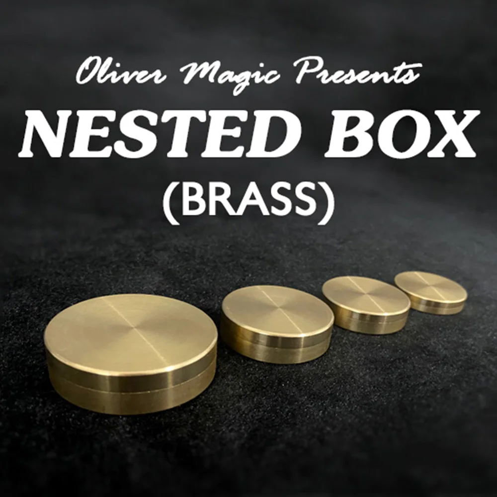Nested Box (Brass) от Оливера магические трюки, подписанный монета исчез, появляются в металлической коробке, крупным планом, иллюзии Gimmicks, реквизиты для ментализма